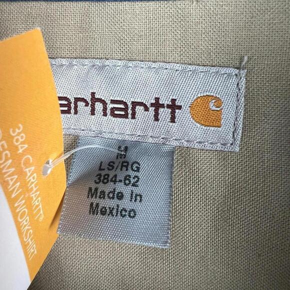 Carhartt Cintas Tradesman Workshirt 384 Khaki Button Down Shirt Men's M Workwear - Picture 7 of 8